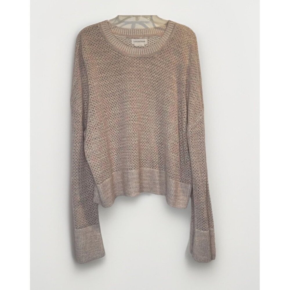 Lovers + Friends Women’s Pastel Open Knit Crew Neck Long Sleeve Sweater Sz M